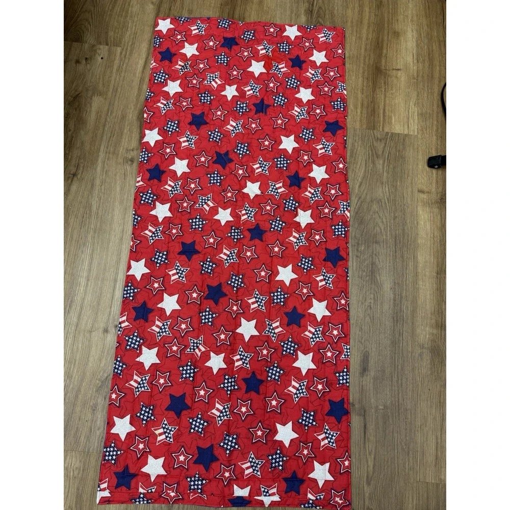 USA Patriotic Uncle Sam Red White Blue Handmade Quilted Table Runner July 41x18